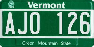 VT license plate AJO126