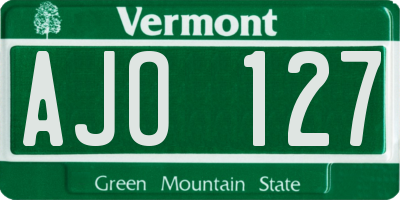 VT license plate AJO127
