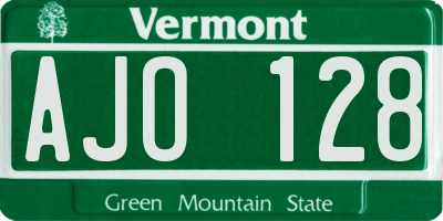 VT license plate AJO128