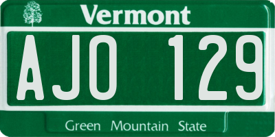 VT license plate AJO129