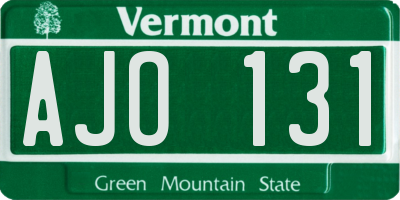 VT license plate AJO131