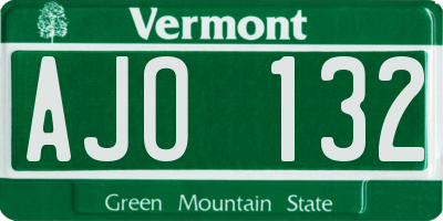 VT license plate AJO132