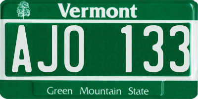 VT license plate AJO133