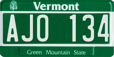 VT license plate AJO134