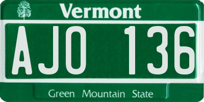 VT license plate AJO136