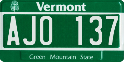 VT license plate AJO137