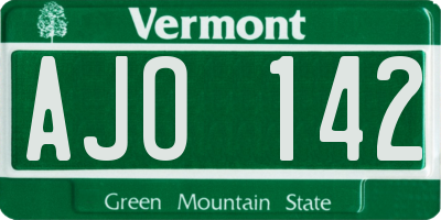 VT license plate AJO142