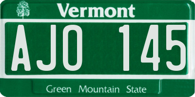VT license plate AJO145