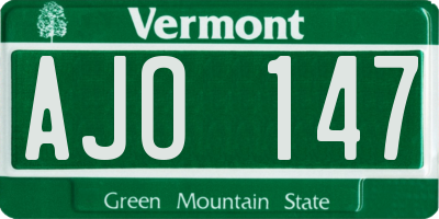 VT license plate AJO147