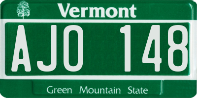 VT license plate AJO148