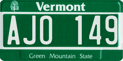 VT license plate AJO149