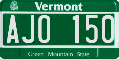 VT license plate AJO150