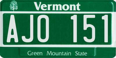 VT license plate AJO151