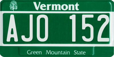 VT license plate AJO152