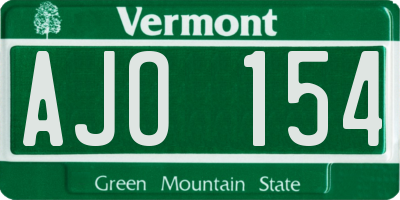 VT license plate AJO154
