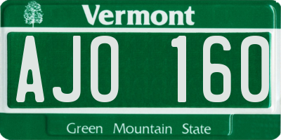 VT license plate AJO160