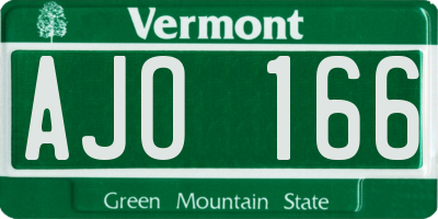 VT license plate AJO166