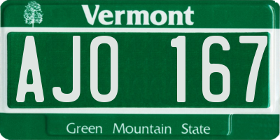 VT license plate AJO167