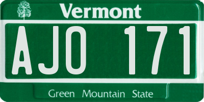VT license plate AJO171