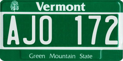 VT license plate AJO172