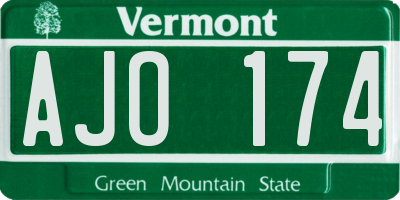 VT license plate AJO174