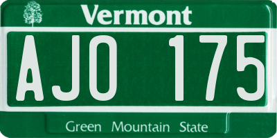 VT license plate AJO175