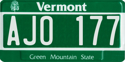 VT license plate AJO177