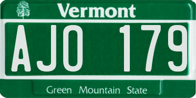 VT license plate AJO179