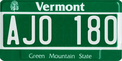 VT license plate AJO180