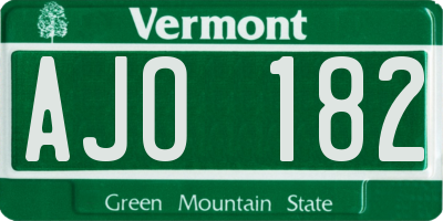 VT license plate AJO182