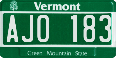 VT license plate AJO183
