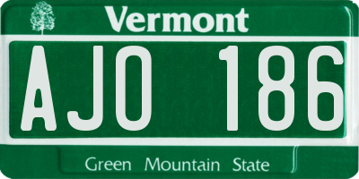 VT license plate AJO186