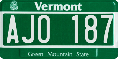 VT license plate AJO187
