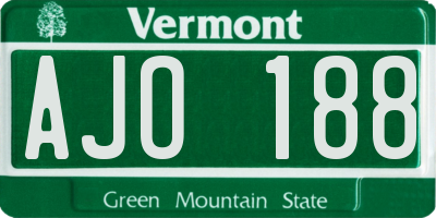 VT license plate AJO188