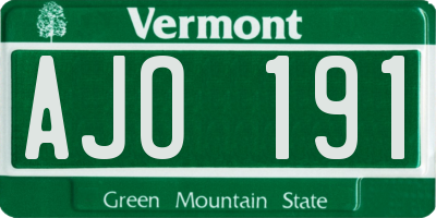 VT license plate AJO191