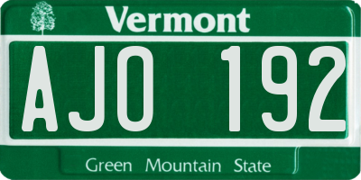 VT license plate AJO192