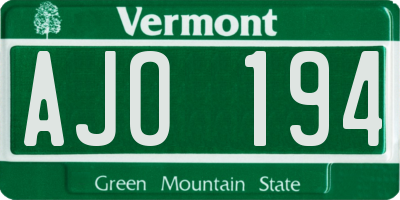 VT license plate AJO194