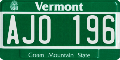 VT license plate AJO196
