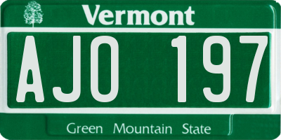 VT license plate AJO197