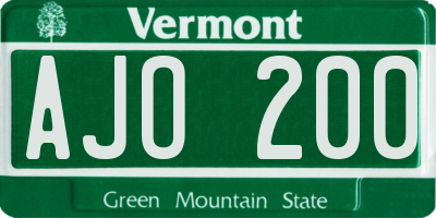 VT license plate AJO200