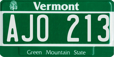 VT license plate AJO213