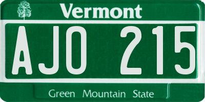 VT license plate AJO215