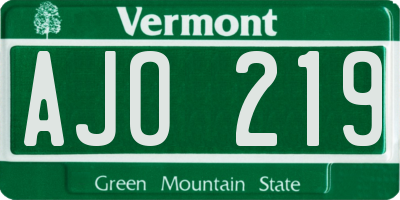 VT license plate AJO219