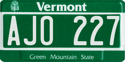VT license plate AJO227