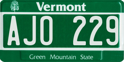 VT license plate AJO229