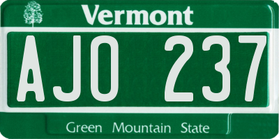 VT license plate AJO237