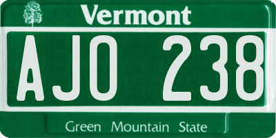 VT license plate AJO238