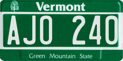VT license plate AJO240