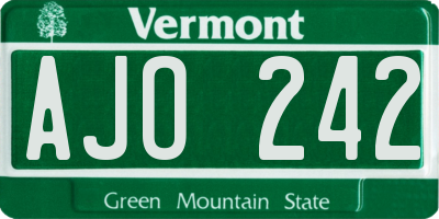 VT license plate AJO242