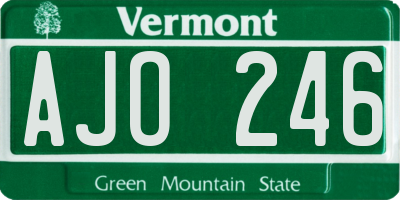VT license plate AJO246